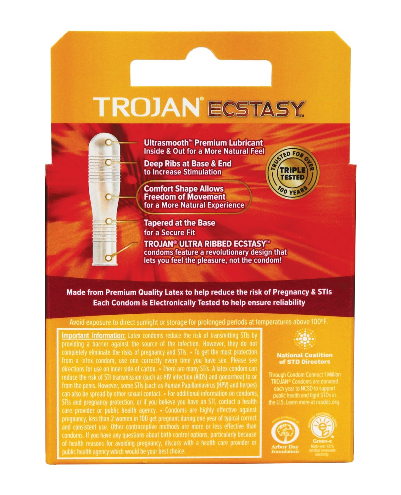 Trojan Ecstasy Ultra Ribbed Box 3 – Rechargeable, Discreet, Intimate Wellness Accessory – Quiet, Rechargeable, Waterproof, Couples & Solo Use, Discreet Intimate Wellness Accessory