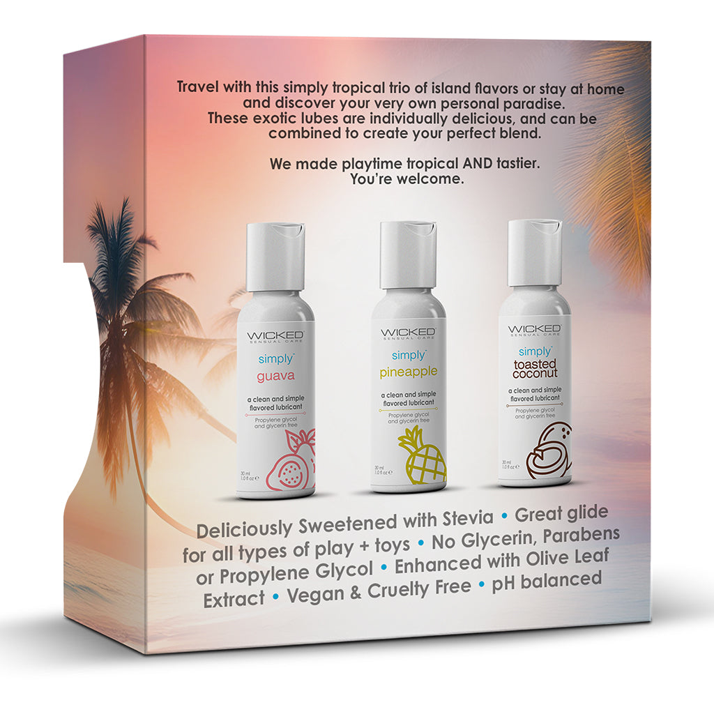 Simply Tropical Trio Travel Kit 1oz (Pack of 3) – Rechargeable, Discreet, Intimate Wellness Accessory – Quiet, Rechargeable, Waterproof, Couples & Solo Use, Discreet Intimate Wellness Accessory