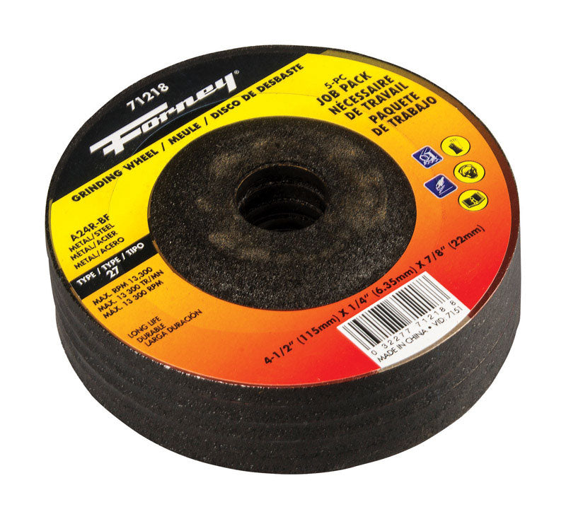 Forney Industries 2601599 4.5 in. Dia. x 0.25 in. Thick x 0.88 in. Gri