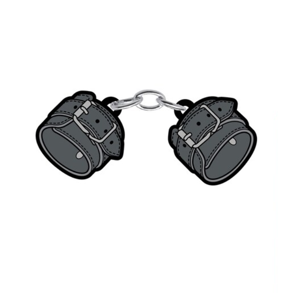 Enamel Pin: Large Leather Handcuffs β Rechargeable, Discreet, Intimate Wellness Accessory β Quiet, Rechargeable, Waterproof, Couples & Solo Use, Discreet Intimate Wellness Accessory