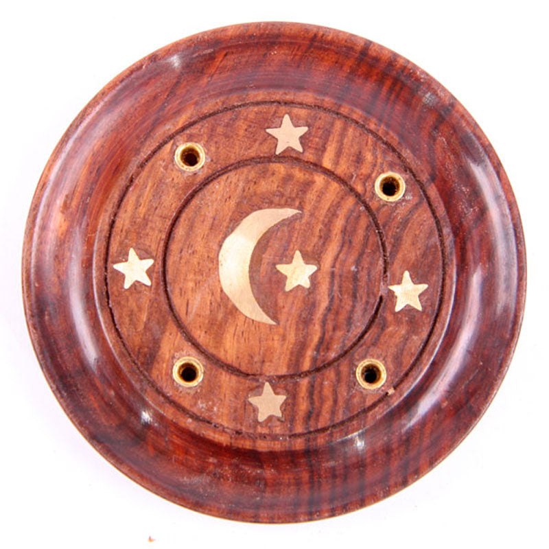 Decorative Sheesham Wood Round Ashcatcher Moon and Stars – Rechargeable, Discreet, Intimate Wellness Accessory – Quiet, Rechargeable, Waterproof, Couples & Solo Use, Discreet Intimate Wellness Accessory