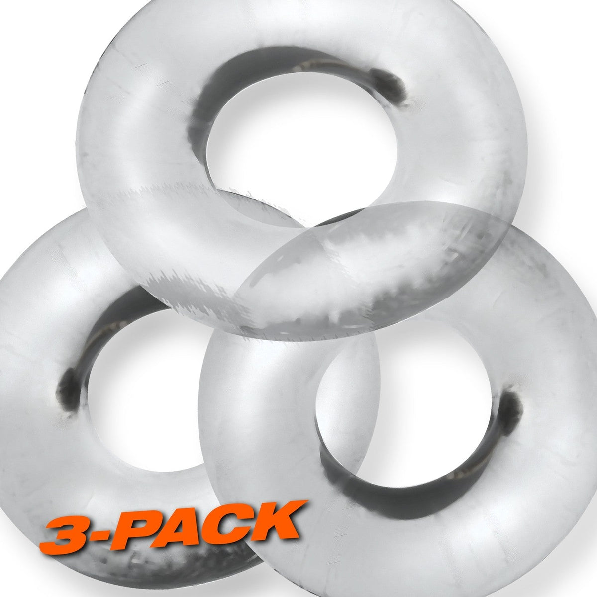 Oxballs FAT WILLY, 3-pack jumbo cockrings - CLEAR – Rechargeable, Discreet, Intimate Wellness Accessory – Quiet, Rechargeable, Waterproof, Couples & Solo Use, Discreet Intimate Wellness Accessory