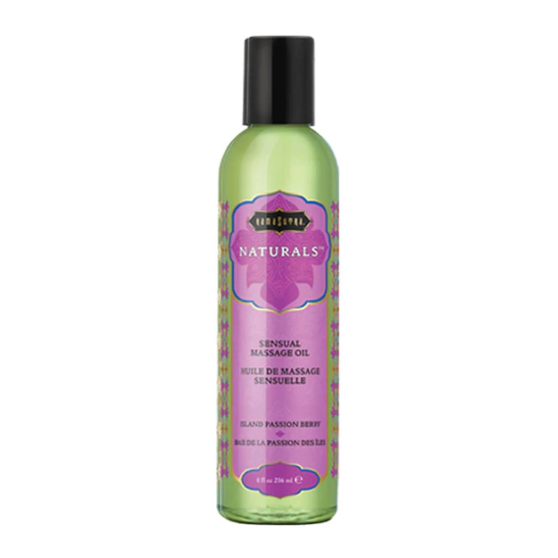 Naturals Massage Oil Island Passion Berry (8oz) – Rechargeable, Discreet, Intimate Wellness Accessory – Quiet, Rechargeable, Waterproof, Couples & Solo Use, Discreet Intimate Wellness Accessory