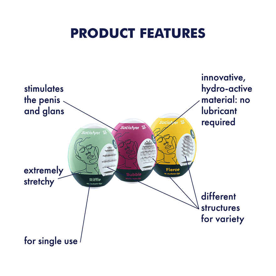 solo massager Egg 3er Set (Riffle, Bubble, Fierce) Assorted – Rechargeable, Discreet, Intimate Wellness Accessory – Quiet, Rechargeable, Waterproof, Couples & Solo Use, Discreet Intimate Wellness Accessory