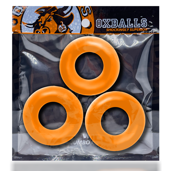 FAT WILLY 3-pack jumbo cockrings ORANGE – Rechargeable, Discreet, Intimate Wellness Accessory – Quiet, Rechargeable, Waterproof, Couples & Solo Use, Discreet Intimate Wellness Accessory