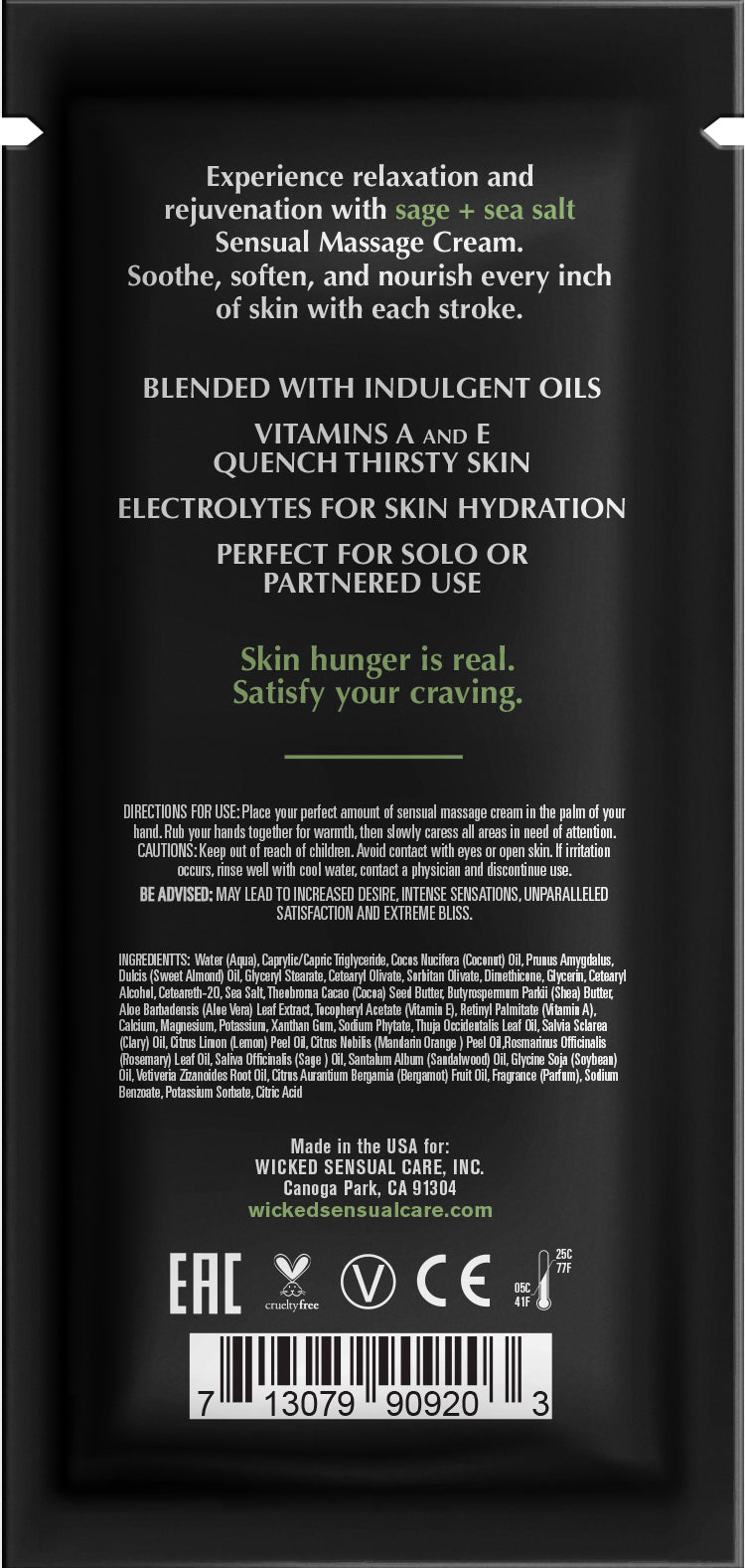 Sage + Sea Salt Massage Cream .34oz – Rechargeable, Discreet, Intimate Wellness Accessory – Quiet, Rechargeable, Waterproof, Couples & Solo Use, Discreet Intimate Wellness Accessory