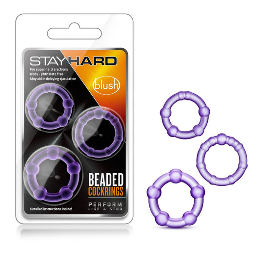 Stay Hard Beaded Cockrings - Purple – Rechargeable, Discreet, Intimate Wellness Accessory – Quiet, Rechargeable, Waterproof, Couples & Solo Use, Discreet Intimate Wellness Accessory