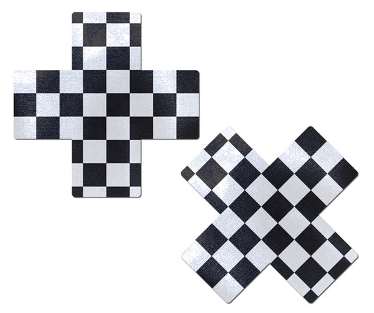 Racing Flag/x Pastease Blk White Check * – Rechargeable, Discreet, Intimate Wellness Accessory – Quiet, Rechargeable, Waterproof, Couples & Solo Use, Discreet Intimate Wellness Accessory