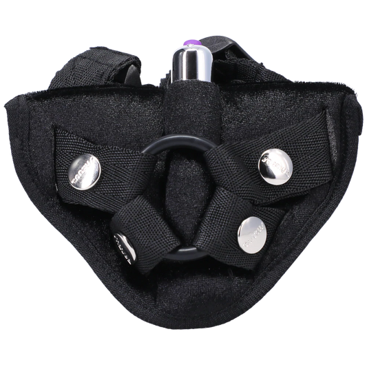 TS8693 - Tantus Velvet Vibrating Harness Onyx – Rechargeable, Discreet, Intimate Wellness Accessory – Quiet, Rechargeable, Waterproof, Couples & Solo Use, Discreet Intimate Wellness Accessory