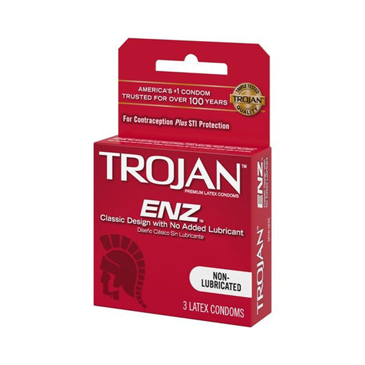 Trojan ENZ NON-Lubricated Condoms - 3pk – Rechargeable, Discreet, Intimate Wellness Accessory – Quiet, Rechargeable, Waterproof, Couples & Solo Use, Discreet Intimate Wellness Accessory