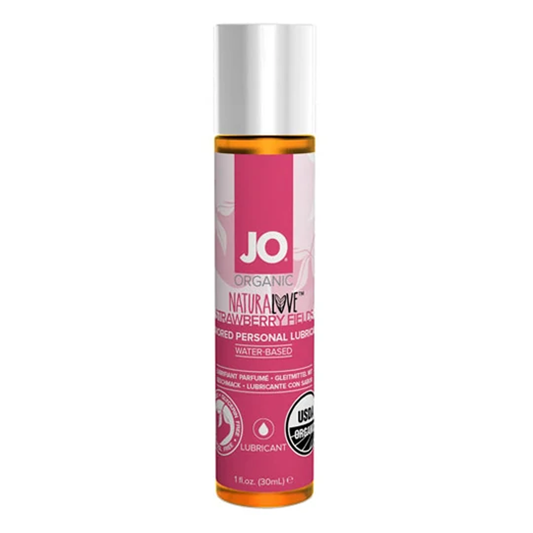 JO NATURALOVE Organic Strawberry Lubricant 1oz – Rechargeable, Discreet, Intimate Wellness Accessory – Quiet, Rechargeable, Waterproof, Couples & Solo Use, Discreet Intimate Wellness Accessory