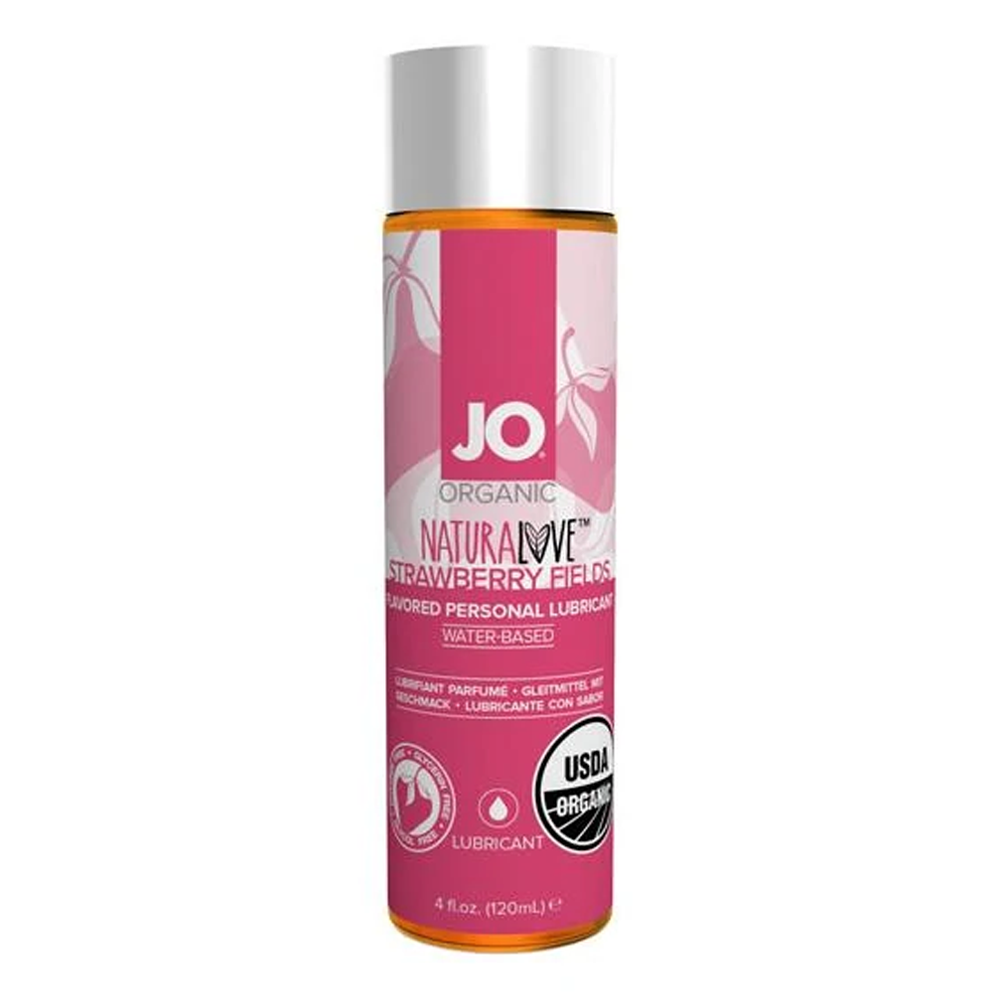 JO NATURALOVE Organic Strawberry Lubricant 4oz – Rechargeable, Discreet, Intimate Wellness Accessory – Quiet, Rechargeable, Waterproof, Couples & Solo Use, Discreet Intimate Wellness Accessory