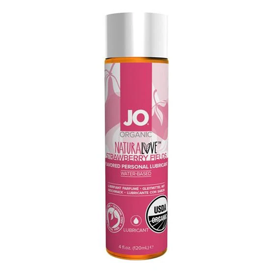 JO NATURALOVE Organic Strawberry Lubricant 4oz – Rechargeable, Discreet, Intimate Wellness Accessory – Quiet, Rechargeable, Waterproof, Couples & Solo Use, Discreet Intimate Wellness Accessory