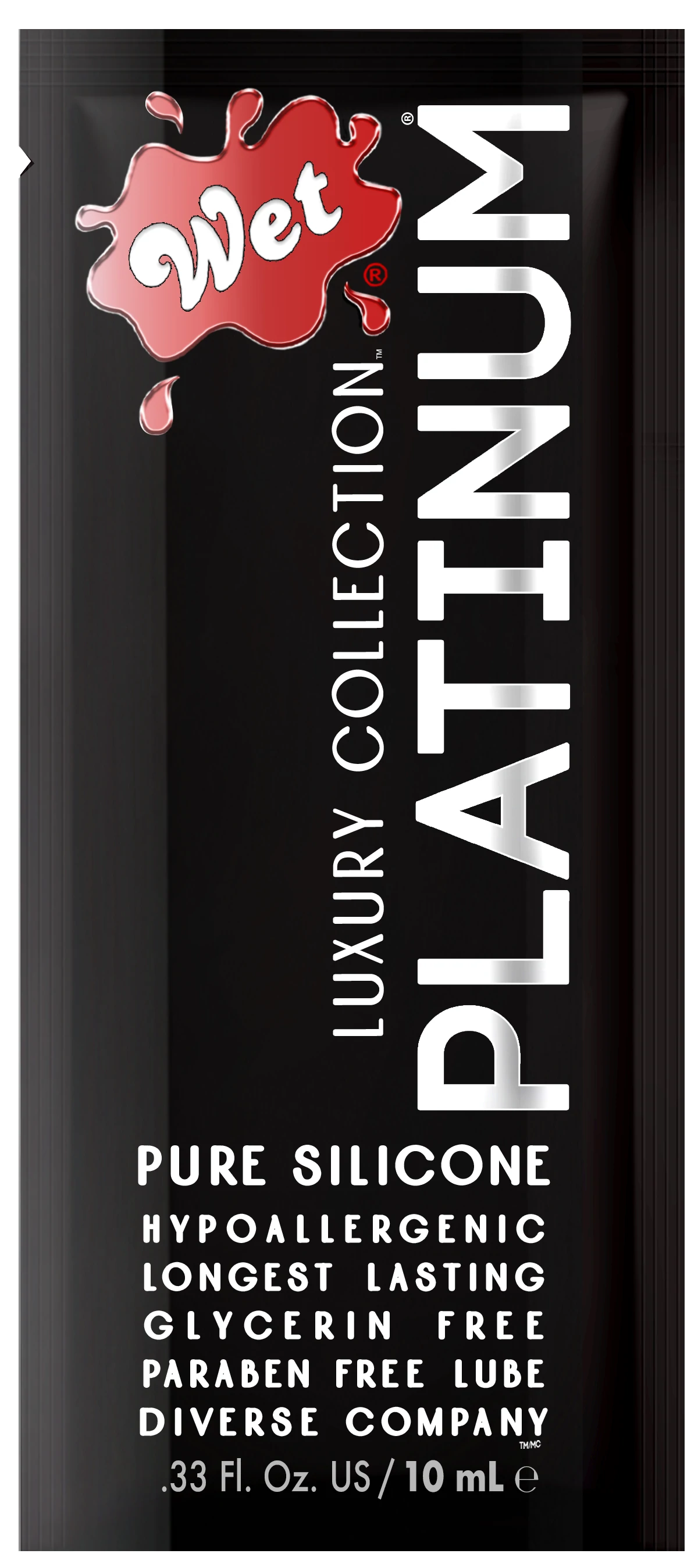 Platinum® Silicone Lubricant Pouch .33 Fl. oz./10mL – Rechargeable, Discreet, Intimate Wellness Accessory – Quiet, Rechargeable, Waterproof, Couples & Solo Use, Discreet Intimate Wellness Accessory