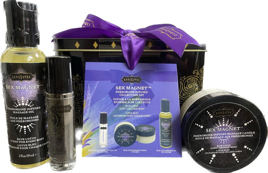 intimacy Magnet Pheromone BLUE LOTUS Gift Set Includes   Roll On Fragrance, Massage Oil,  Massage Candle – Rechargeable, Discreet, Intimate Wellness Accessory – Quiet, Rechargeable, Waterproof, Couples & Solo Use, Discreet Intimate Wellness Accessory