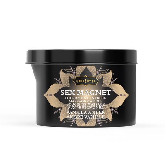 intimacy Magnet Massage Candle Vanilla Amber (with pour spout) 6 oz/170 g – Rechargeable, Discreet, Intimate Wellness Accessory – Quiet, Rechargeable, Waterproof, Couples & Solo Use, Discreet Intimate Wellness Accessory