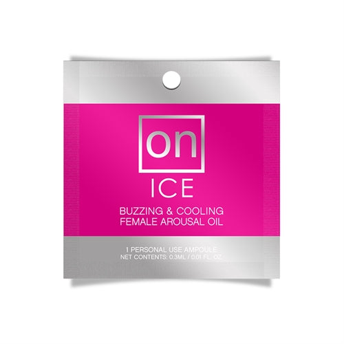 On Ice Buzzing & Cooling Female Arousal Oil - 0.01 Oz. Ampoule – Rechargeable, Discreet, Intimate Wellness Accessory – Quiet, Rechargeable, Waterproof, Couples & Solo Use, Discreet Intimate Wellness Accessory
