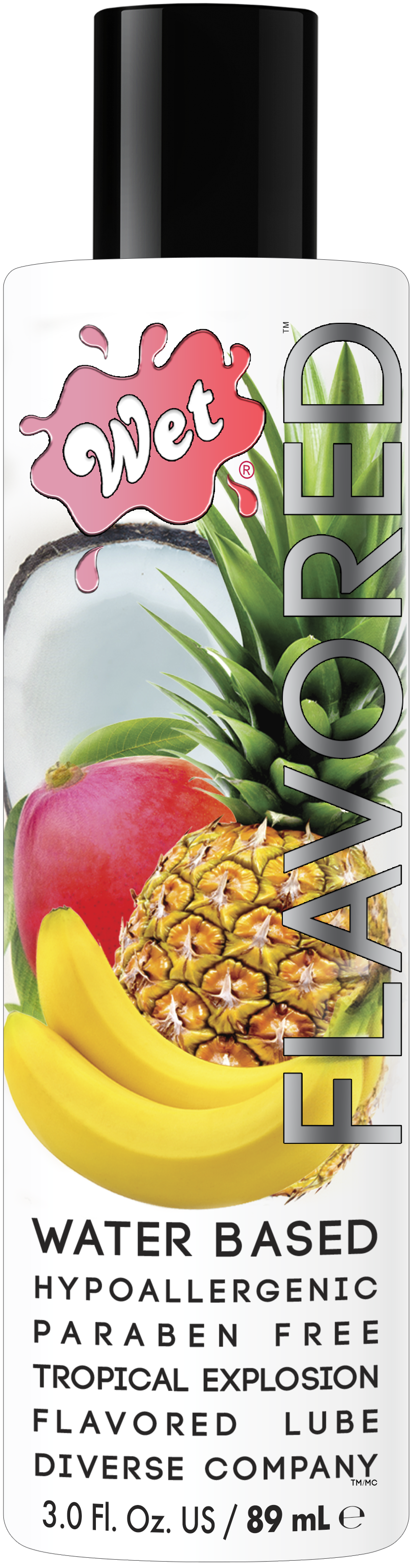 Wet® Flavored™ Tropical Explosion 3 Fl. Oz./89mL – Rechargeable, Discreet, Intimate Wellness Accessory – Quiet, Rechargeable, Waterproof, Couples & Solo Use, Discreet Intimate Wellness Accessory