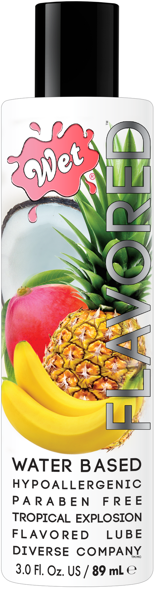 Wet® Flavored™ Tropical Explosion 3 Fl. Oz./89mL – Rechargeable, Discreet, Intimate Wellness Accessory – Quiet, Rechargeable, Waterproof, Couples & Solo Use, Discreet Intimate Wellness Accessory
