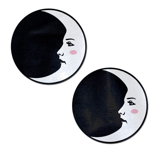 Blk and White Man in the Moon Pasties * – Rechargeable, Discreet, Intimate Wellness Accessory – Quiet, Rechargeable, Waterproof, Couples & Solo Use, Discreet Intimate Wellness Accessory