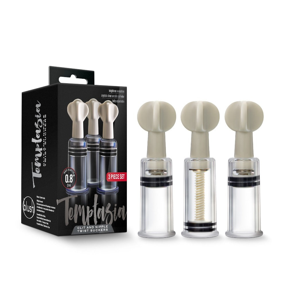 Temptasia Clit & Nipple Twist Sucker 3pc – Rechargeable, Discreet, Intimate Wellness Accessory – Quiet, Rechargeable, Waterproof, Couples & Solo Use, Discreet Intimate Wellness Accessory