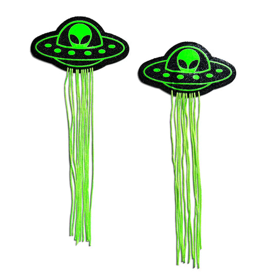 Tassel UFO Alien GlowInDark Pasties * – Rechargeable, Discreet, Intimate Wellness Accessory – Quiet, Rechargeable, Waterproof, Couples & Solo Use, Discreet Intimate Wellness Accessory