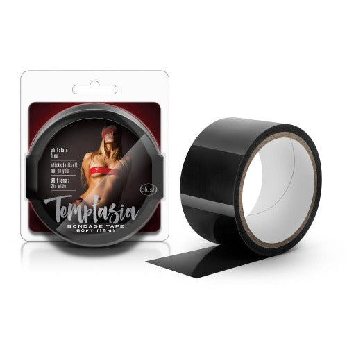 Temptasia playful restraint Tape 60' - Blk – Rechargeable, Discreet, Intimate Wellness Accessory – Quiet, Rechargeable, Waterproof, Couples & Solo Use, Discreet Intimate Wellness Accessory
