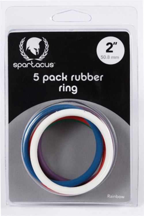 Rubber male Ring 5 Pack - 2" - Rainbow – Rechargeable, Discreet, Intimate Wellness Accessory – Quiet, Rechargeable, Waterproof, Couples & Solo Use, Discreet Intimate Wellness Accessory