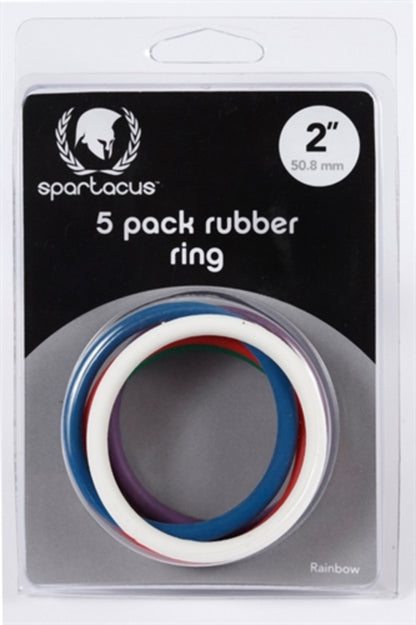 Rubber male Ring 5 Pack - 2" - Rainbow – Rechargeable, Discreet, Intimate Wellness Accessory – Quiet, Rechargeable, Waterproof, Couples & Solo Use, Discreet Intimate Wellness Accessory
