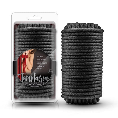 Temptasia playful restraint Rope 32' - Blk – Rechargeable, Discreet, Intimate Wellness Accessory – Quiet, Rechargeable, Waterproof, Couples & Solo Use, Discreet Intimate Wellness Accessory