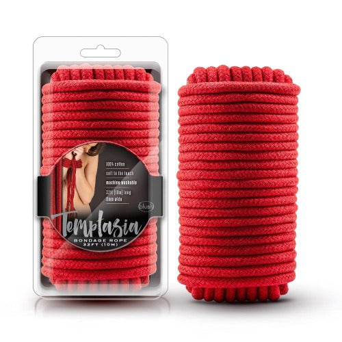 Temptasia playful restraint Rope 32' - Red – Rechargeable, Discreet, Intimate Wellness Accessory – Quiet, Rechargeable, Waterproof, Couples & Solo Use, Discreet Intimate Wellness Accessory