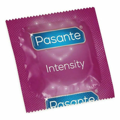 Condoms Pasante Intensity 19 cm 54 mm (3 pcs) – Rechargeable, Discreet, Intimate Wellness Accessory – Quiet, Rechargeable, Waterproof, Couples & Solo Use, Discreet Intimate Wellness Accessory