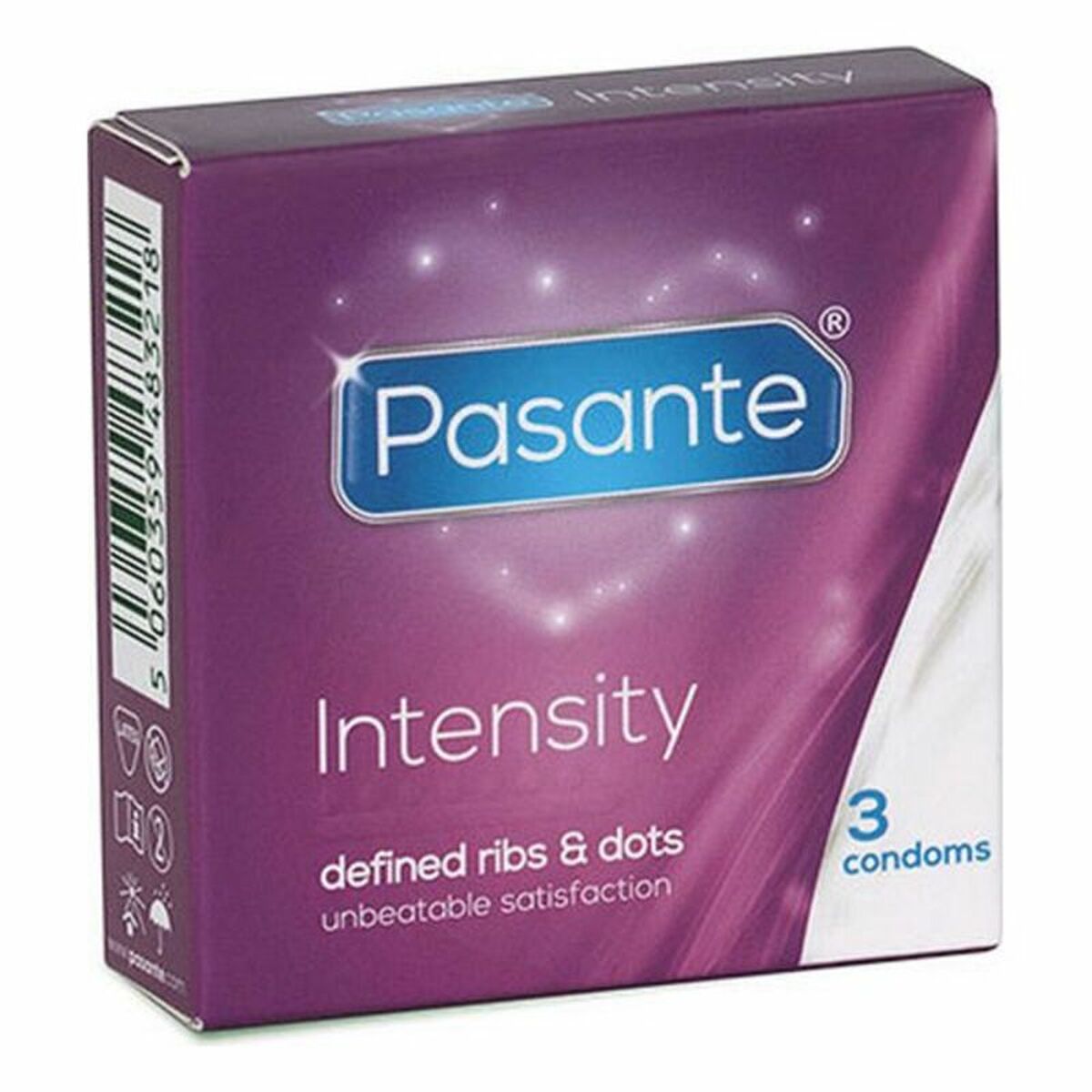 Condoms Pasante Intensity 19 cm 54 mm (3 pcs) – Rechargeable, Discreet, Intimate Wellness Accessory – Quiet, Rechargeable, Waterproof, Couples & Solo Use, Discreet Intimate Wellness Accessory