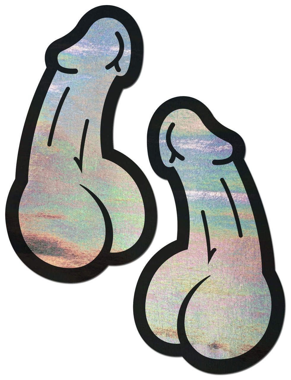 Holographic Dick Pasties - Silver * – Rechargeable, Discreet, Intimate Wellness Accessory – Quiet, Rechargeable, Waterproof, Couples & Solo Use, Discreet Intimate Wellness Accessory
