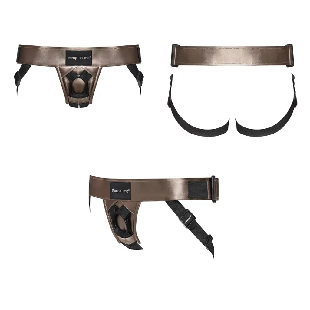 LEATHERETTE HARNESS CURIOUS - BRONZE – Rechargeable, Discreet, Intimate Wellness Accessory – Quiet, Rechargeable, Waterproof, Couples & Solo Use, Discreet Intimate Wellness Accessory