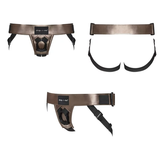 LEATHERETTE HARNESS CURIOUS - BRONZE – Rechargeable, Discreet, Intimate Wellness Accessory – Quiet, Rechargeable, Waterproof, Couples & Solo Use, Discreet Intimate Wellness Accessory