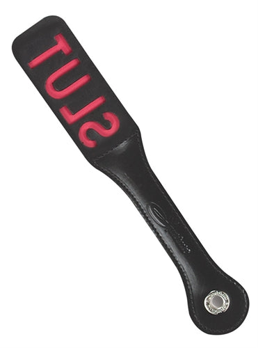 12 Inch Leather Impression Paddle - Slut – Rechargeable, Discreet, Intimate Wellness Accessory – Quiet, Rechargeable, Waterproof, Couples & Solo Use, Discreet Intimate Wellness Accessory