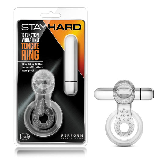 Stay Hard Vibrating Tongue Ring - Clear – Rechargeable, Discreet, Intimate Wellness Accessory – Quiet, Rechargeable, Waterproof, Couples & Solo Use, Discreet Intimate Wellness Accessory