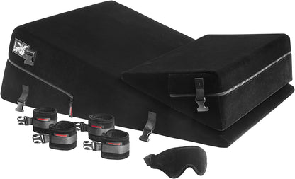 Black Label Wedge/Ramp Combo Black Microfiber W/Cuffs Black – Rechargeable, Discreet, Intimate Wellness Accessory – Quiet, Rechargeable, Waterproof, Couples & Solo Use, Discreet Intimate Wellness Accessory