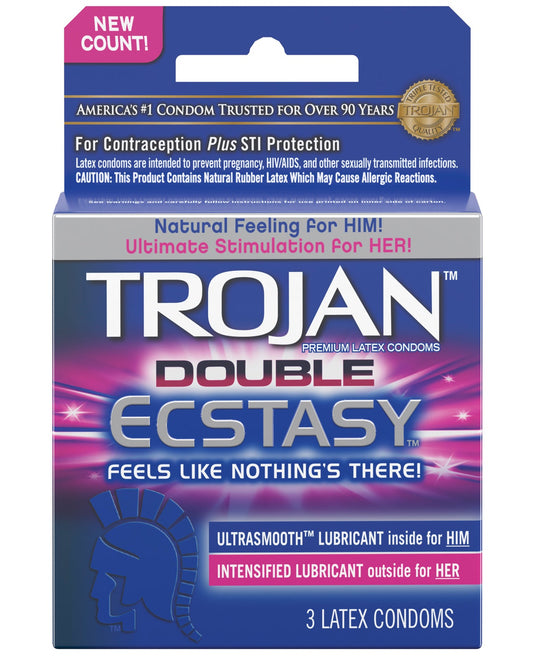 Trojan Double Ecstasy Box 3 – Rechargeable, Discreet, Intimate Wellness Accessory – Quiet, Rechargeable, Waterproof, Couples & Solo Use, Discreet Intimate Wellness Accessory