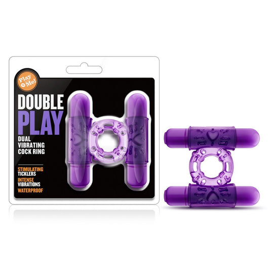 Double Play Dual Vibrating Ring – Rechargeable, Discreet, Intimate Wellness Accessory – Quiet, Rechargeable, Waterproof, Couples & Solo Use, Discreet Intimate Wellness Accessory