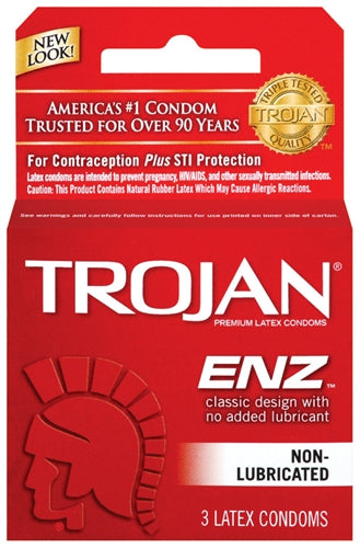 Trojan Enz Non-Lubricated Condoms - 3 Pack – Rechargeable, Discreet, Intimate Wellness Accessory – Quiet, Rechargeable, Waterproof, Couples & Solo Use, Discreet Intimate Wellness Accessory
