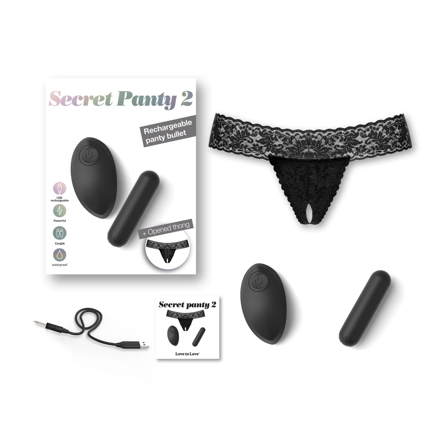 SECRET PANTY 2 - BLACK ONYX – Rechargeable, Discreet, Intimate Wellness Accessory – Quiet, Rechargeable, Waterproof, Couples & Solo Use, Discreet Intimate Wellness Accessory