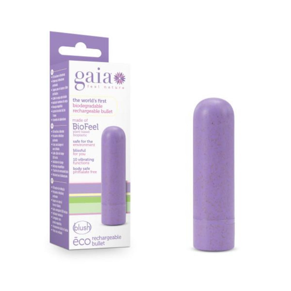 Gaia - Eco Rechargeable Bullet - Lilac – Rechargeable, Discreet, Intimate Wellness Accessory – Quiet, Rechargeable, Waterproof, Couples & Solo Use, Discreet Intimate Wellness Accessory