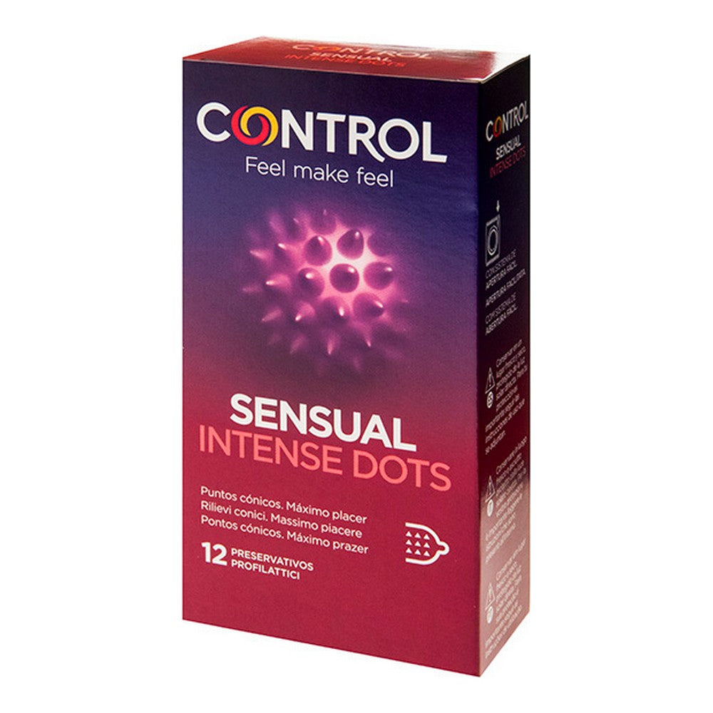 Intense Condoms Intense Dots Control (12 uds) – Rechargeable, Discreet, Intimate Wellness Accessory – Quiet, Rechargeable, Waterproof, Couples & Solo Use, Discreet Intimate Wellness Accessory