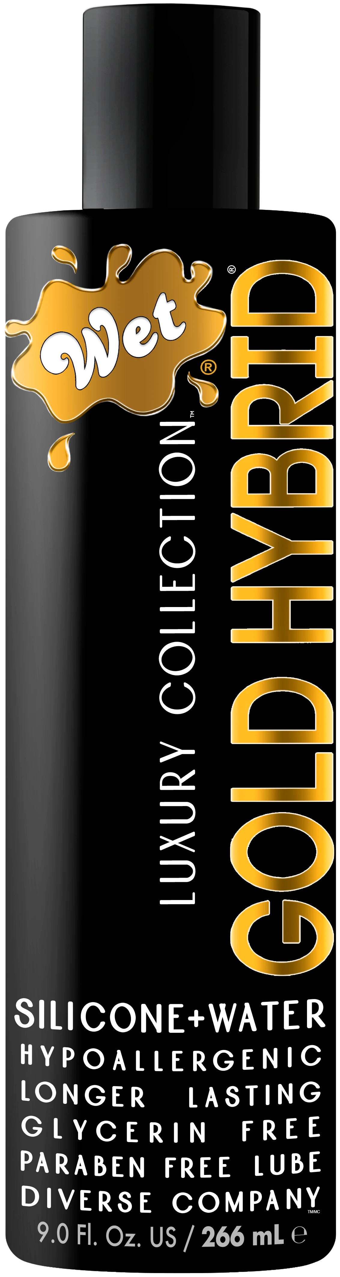 Gold Hybrid Silicone & Water Based 9oz – Rechargeable, Discreet, Intimate Wellness Accessory – Quiet, Rechargeable, Waterproof, Couples & Solo Use, Discreet Intimate Wellness Accessory