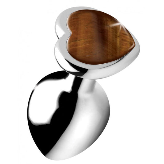 Gemstone Tiger's Eye Heart Plug - Med * – Rechargeable, Discreet, Intimate Wellness Accessory – Quiet, Rechargeable, Waterproof, Couples & Solo Use, Discreet Intimate Wellness Accessory