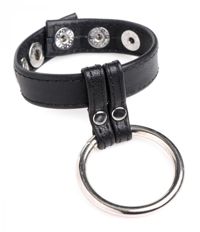 Leather & Steel male & Ball Ring - Black – Rechargeable, Discreet, Intimate Wellness Accessory – Quiet, Rechargeable, Waterproof, Couples & Solo Use, Discreet Intimate Wellness Accessory