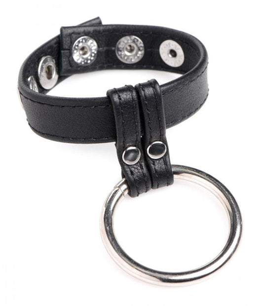 Leather & Steel male & Ball Ring - Black – Rechargeable, Discreet, Intimate Wellness Accessory – Quiet, Rechargeable, Waterproof, Couples & Solo Use, Discreet Intimate Wellness Accessory