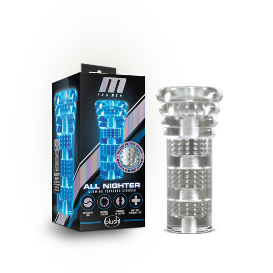M for Men Soft and Wet All Nighter Clear – Rechargeable, Discreet, Intimate Wellness Accessory – Quiet, Rechargeable, Waterproof, Couples & Solo Use, Discreet Intimate Wellness Accessory